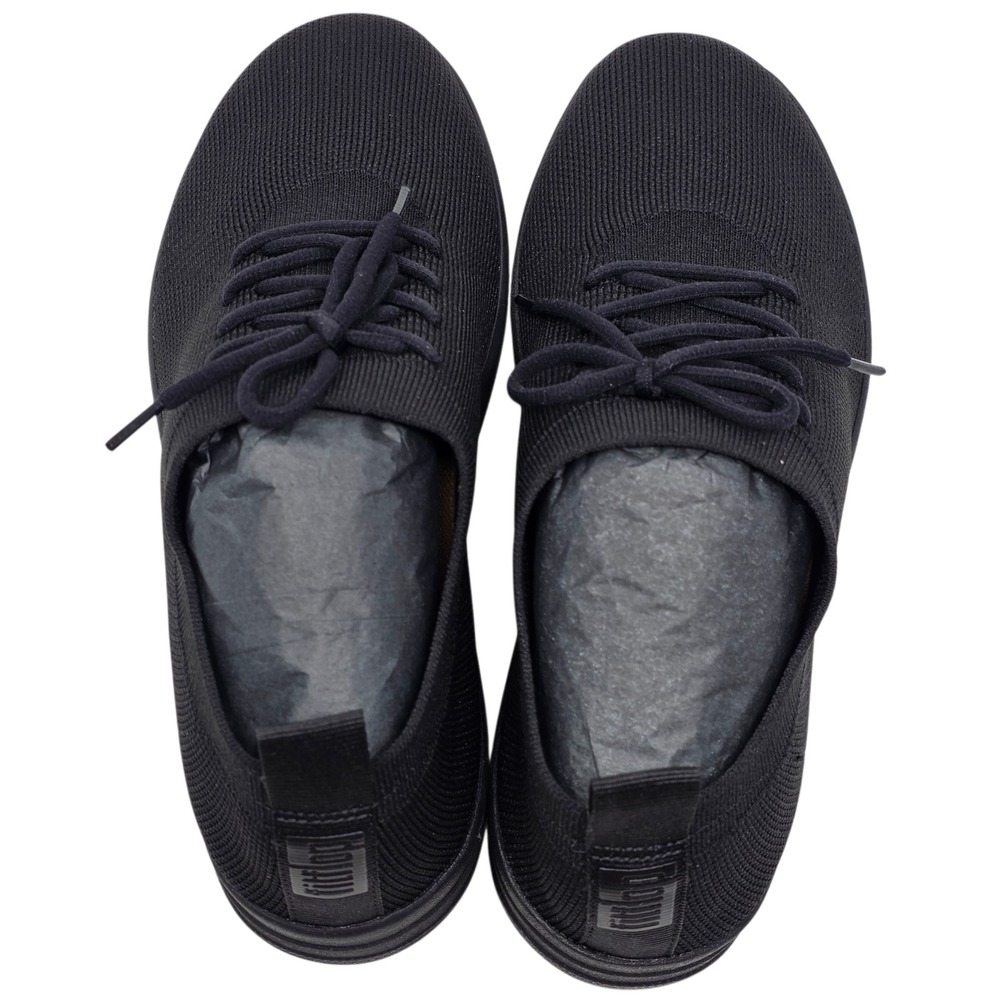 FitFlop F-Sporty Uberknit Sneakers Women All Black Knit Lace Up Sizeβ 8.5 - Picture 8 of 12
